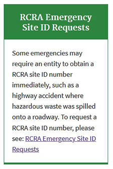 RCRA Emergency Site ID Requests