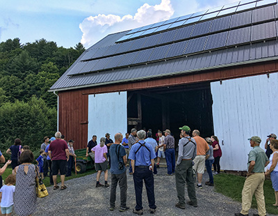 Solar panels on the barn at the barbour Farm