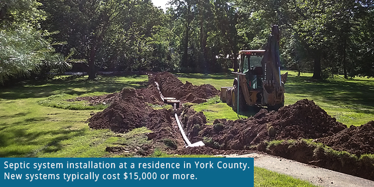 Septic system installation in York County