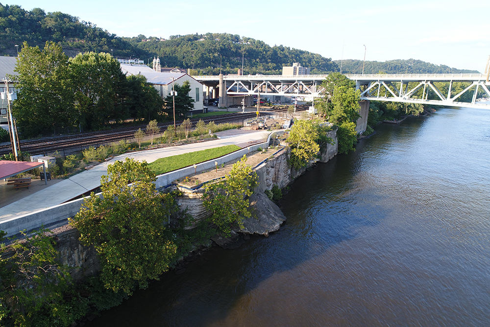 Aerial view of the Riverfront Trail