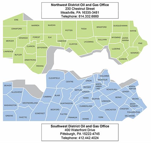 Regional DEP Oil and Gas Ofices Map