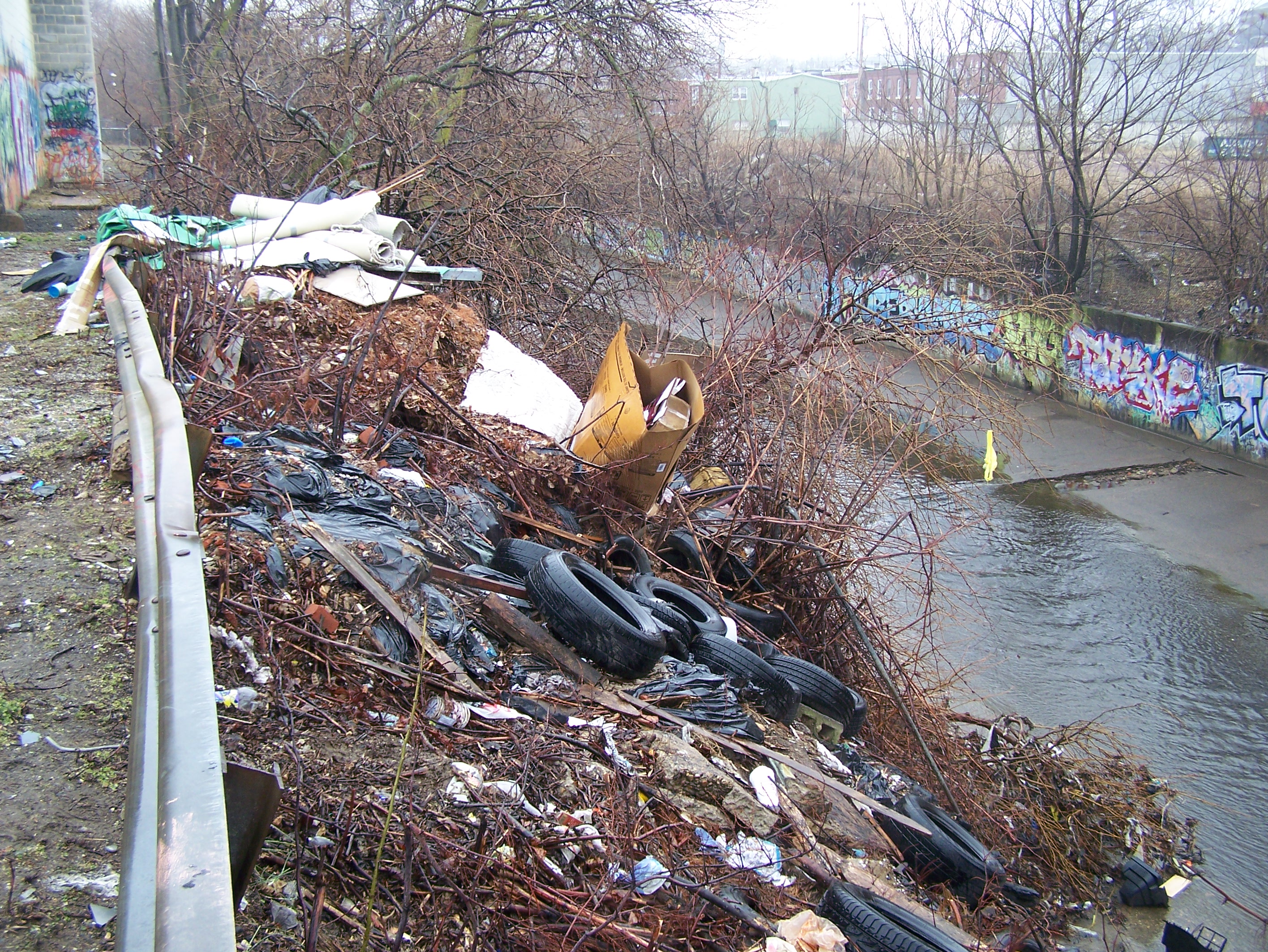 An urban illegal dump site
