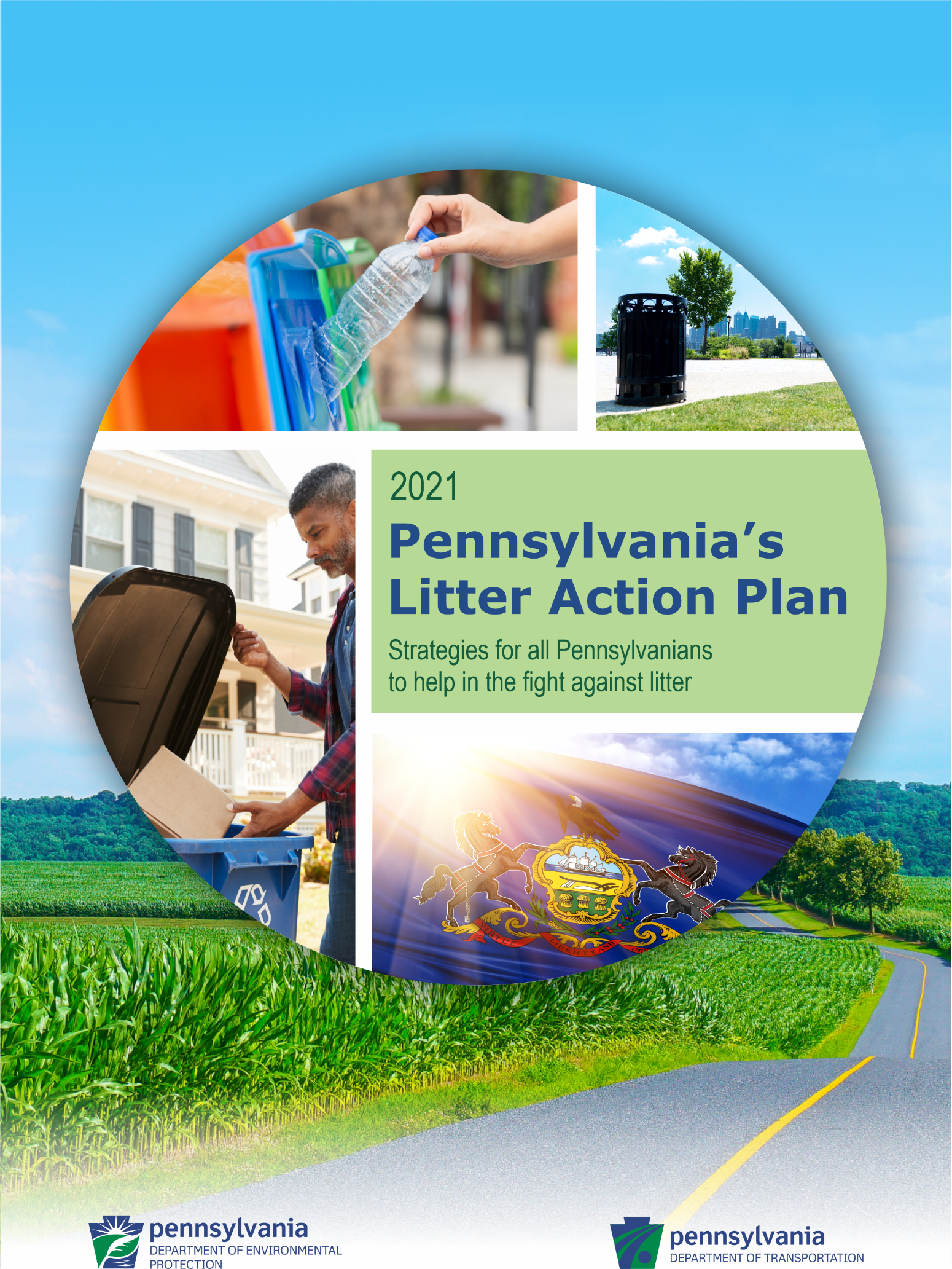Cover of Litter Action Plan showing recycling and a clean Pennsylvania