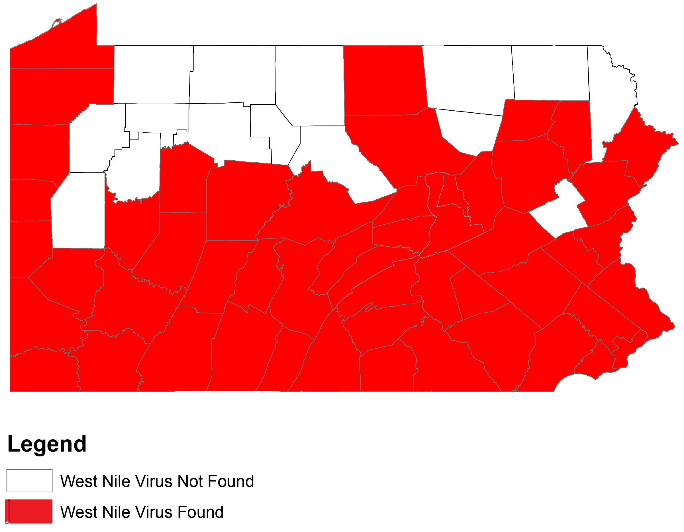 Map shows positive counties in red.