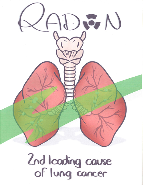 Radon poster showing lungs and monster