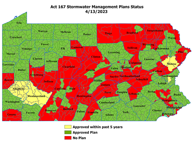 Act 167 Stormwater Management Plans County Map