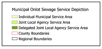 Municipal Onlot Service Areas Map Legend July 2023