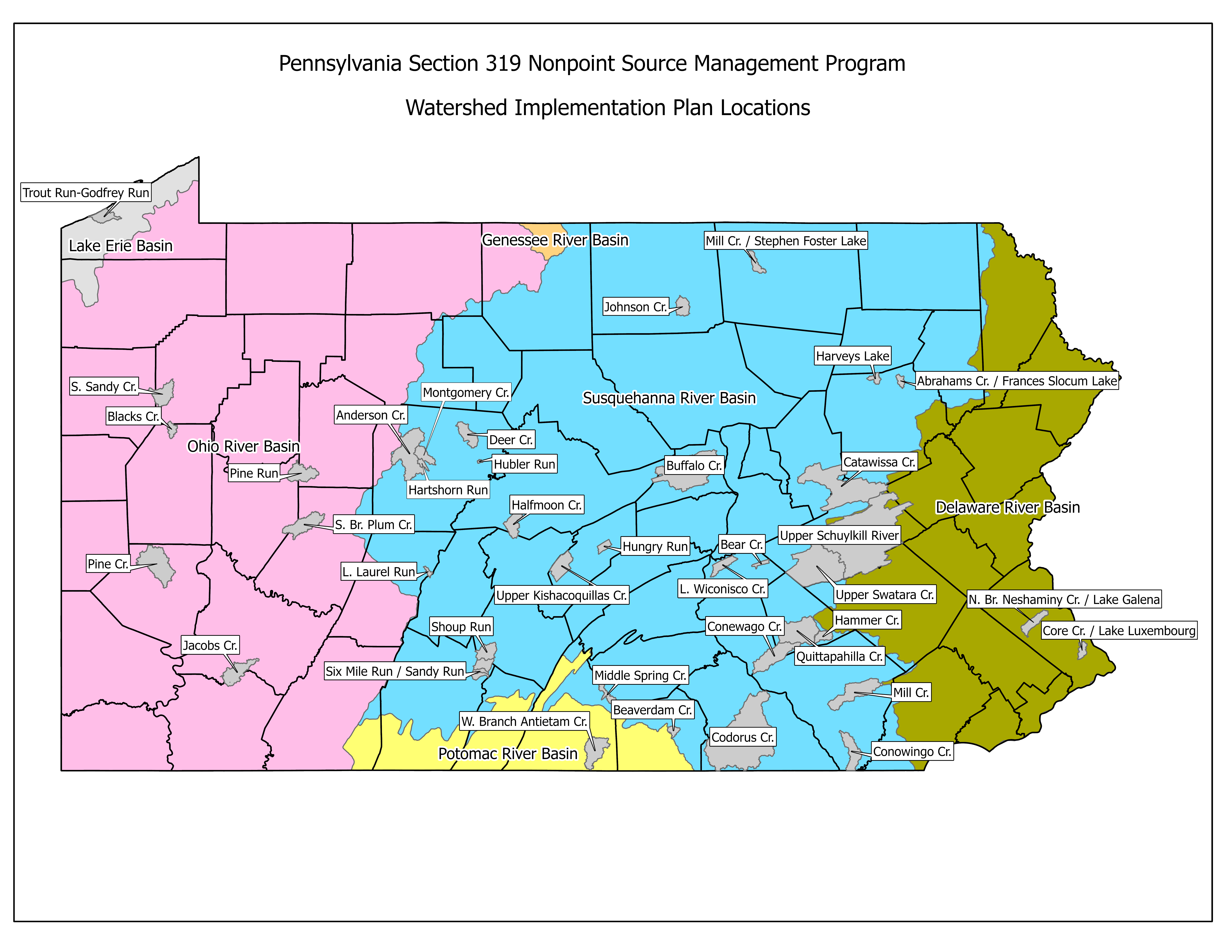 Pennsylvania Section 319 Nonpoint Source Management Program Watershed Implementation Plan Locations