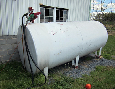 A storage tank on a farm