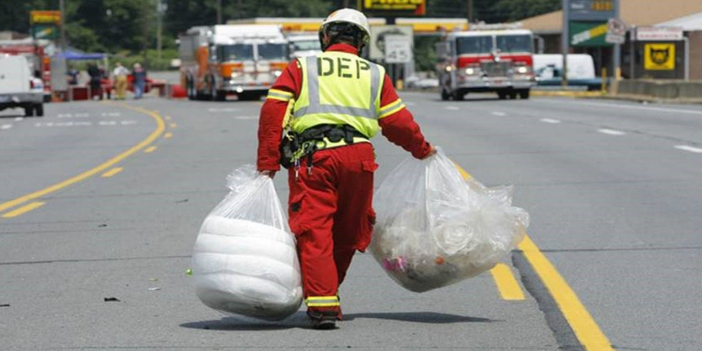 A DEP Emergency Response staffer on scene