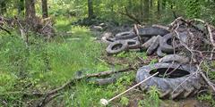 Illegally dumped tire pile in Pennsylvania