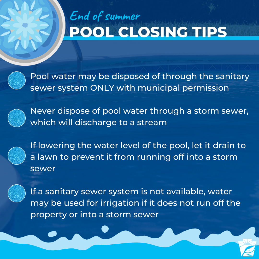 Graphic with tips for proper pool drainage