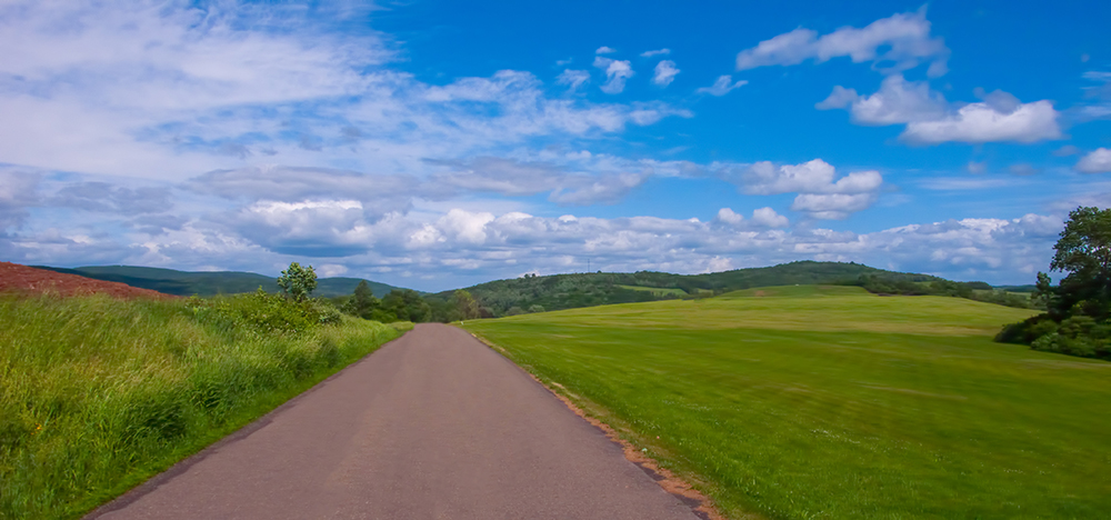Country road in the Pennsylvania mountains on a pretty spring day
